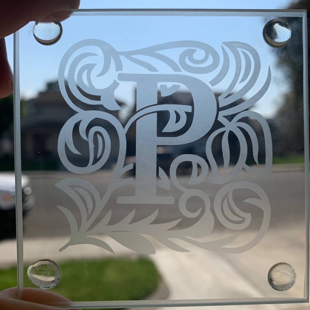 Letter glass coasters